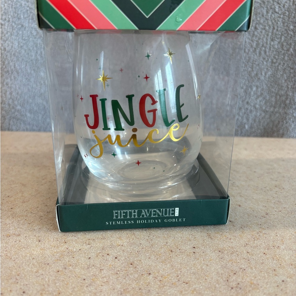 Fifth Avenue 'Jingle Juice' Stemless Holiday Goblet - Green/Red/Gold